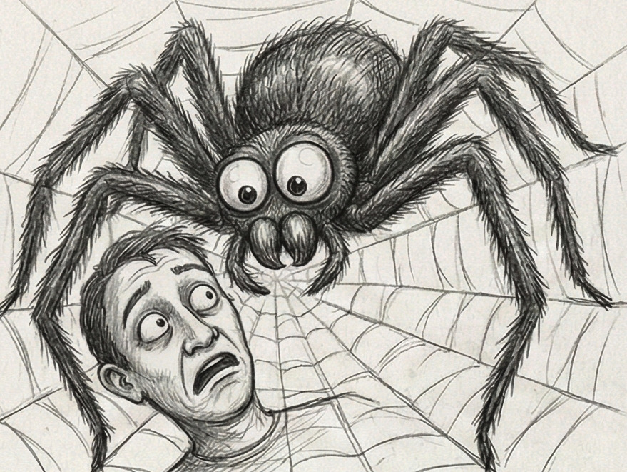 Araignée effrayante mais avec des yeux comiques