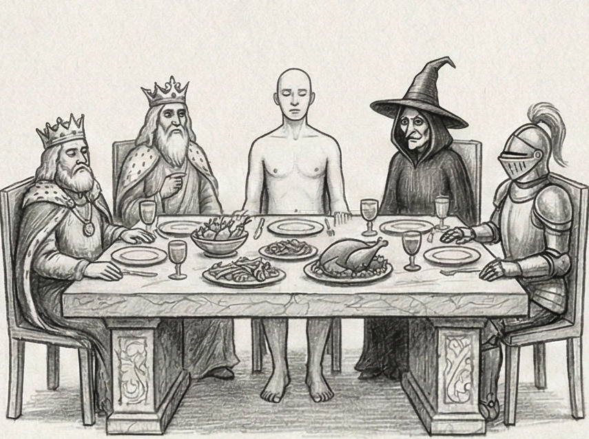 Banquet avec des figures royales et mythologiques