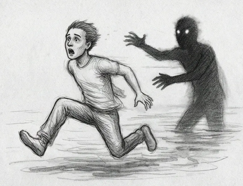 Personne essayant de courir mais retenue par une force invisible