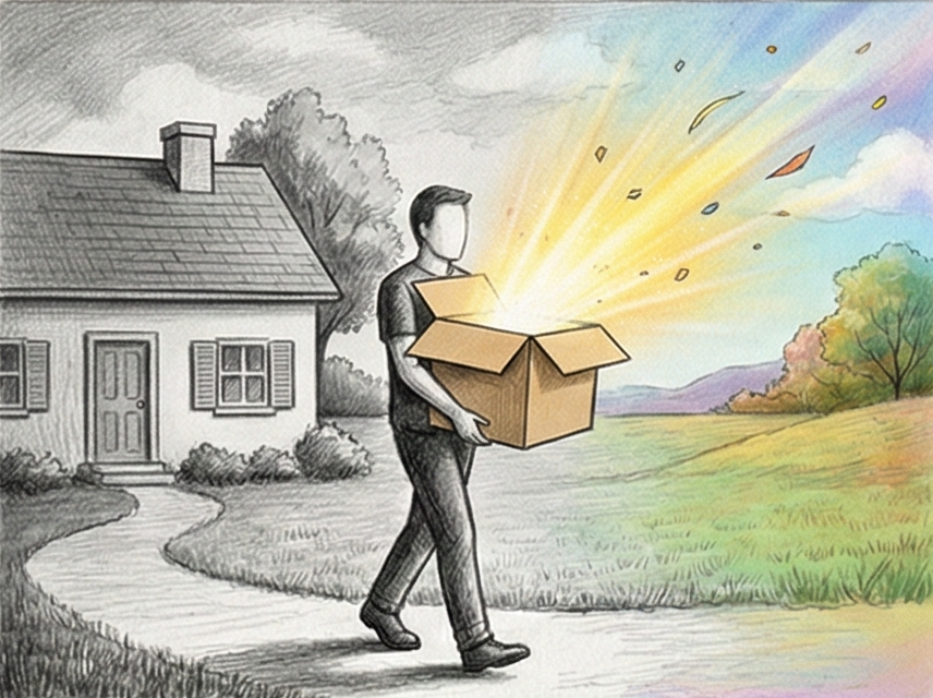 Des cartons de déménagement symbolisant le changement, la transition et les nouveaux départs