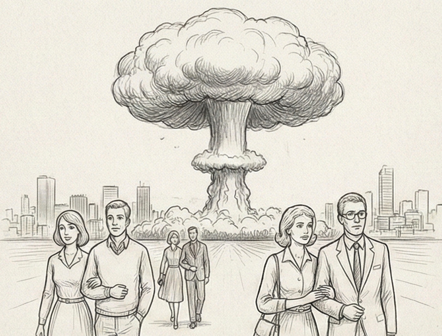 Champignon atomique à l'horizon