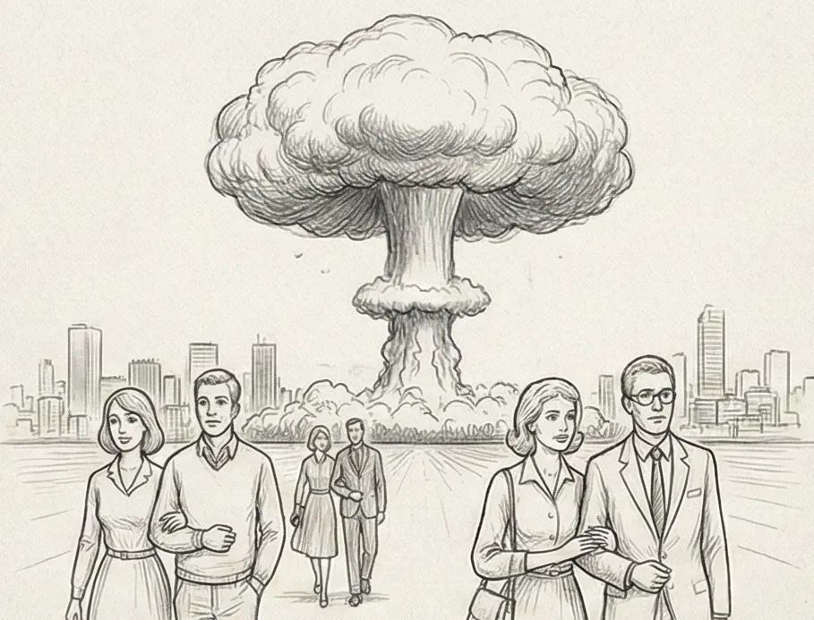 Champignon atomique à l'horizon