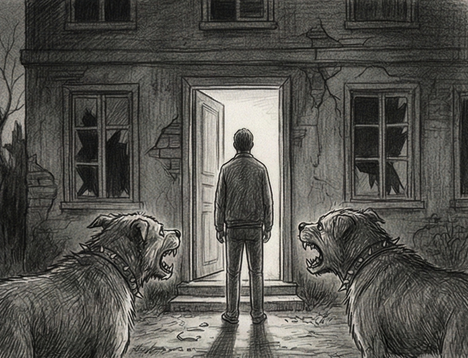 Maison sombre symbolisant un passé difficile