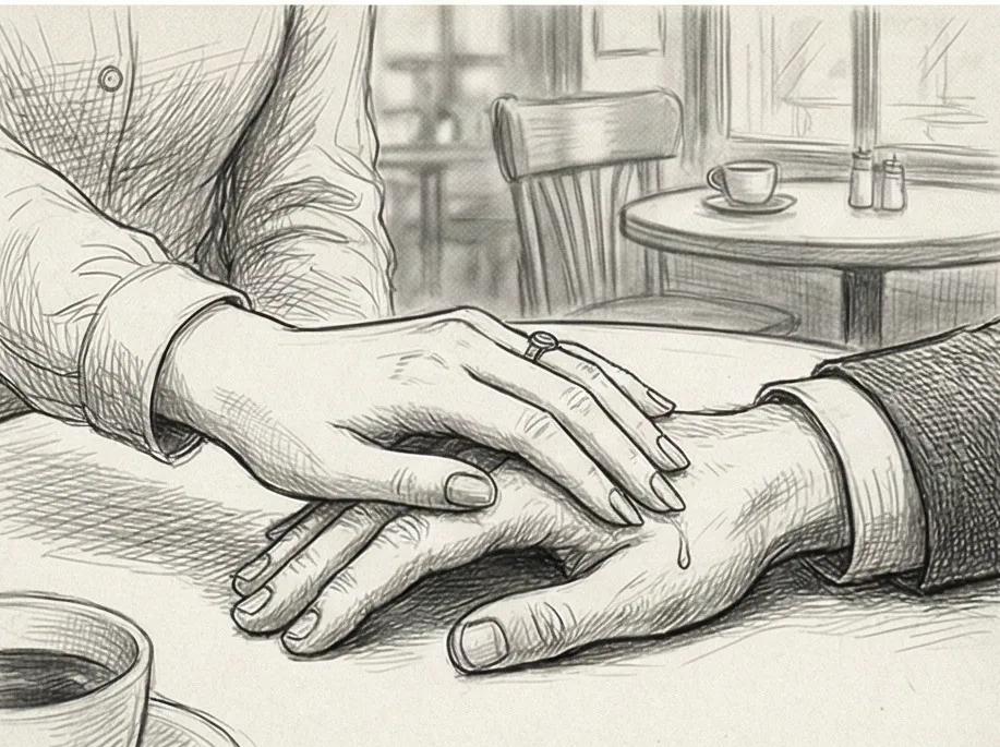 Rencontre émouvante avec une femme mystérieuse dans un café