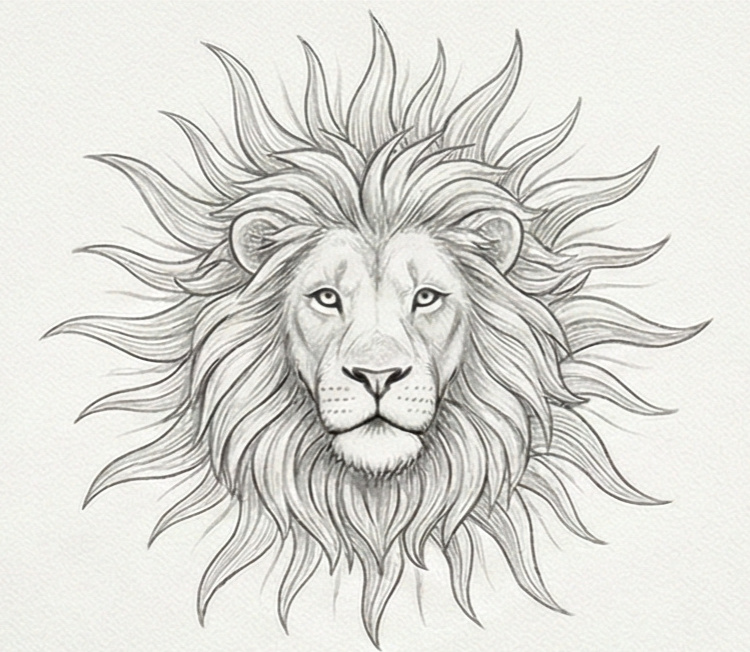 Un lion majestueux au regard perçant, symbolisant la force, le courage et la royauté