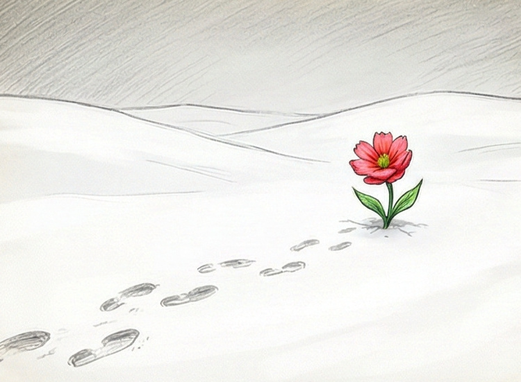 Un paysage enneigé paisible, symbolisant la pureté, le silence et le renouveau