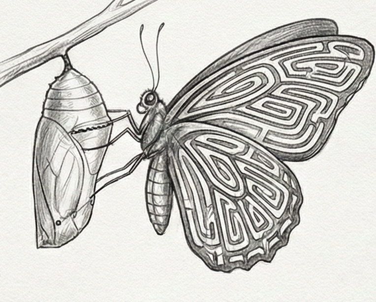 Un papillon coloré en vol, symbolisant la transformation, la beauté et la légèreté