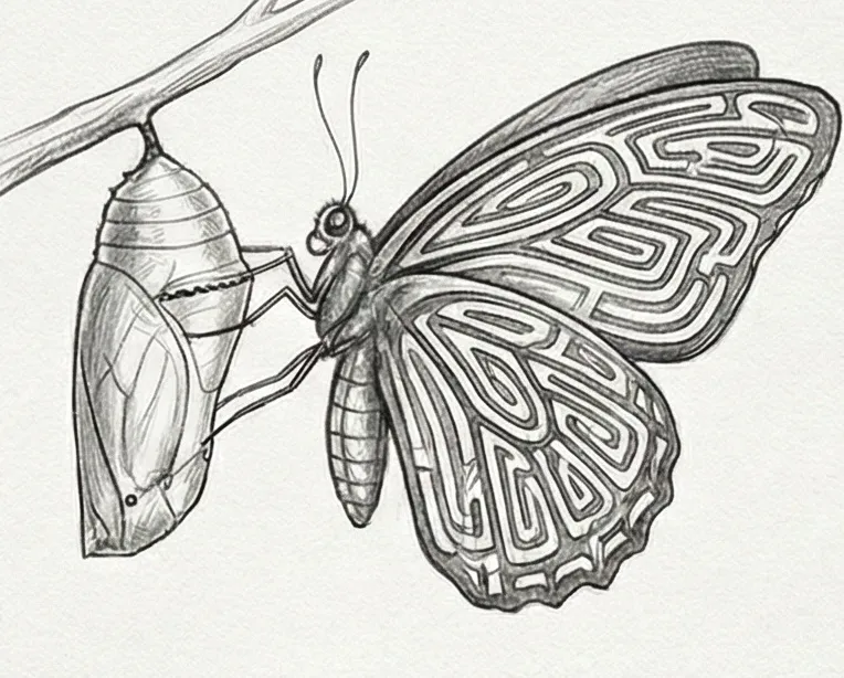 Un papillon coloré en vol, symbolisant la transformation, la beauté et la légèreté