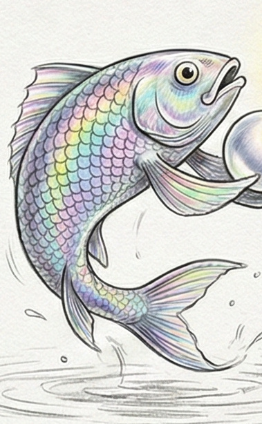 Un poisson coloré nageant dans une eau claire, symbolisant l'inconscient et l'intuition