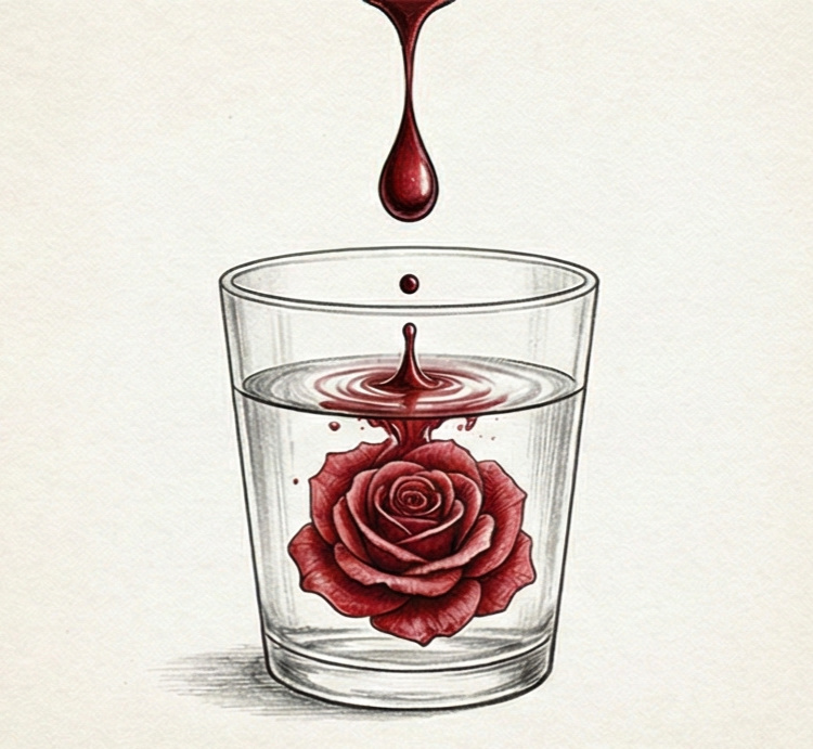 Des gouttes rouges symbolisant le sang dans les rêves, représentant la vie et l'énergie vitale