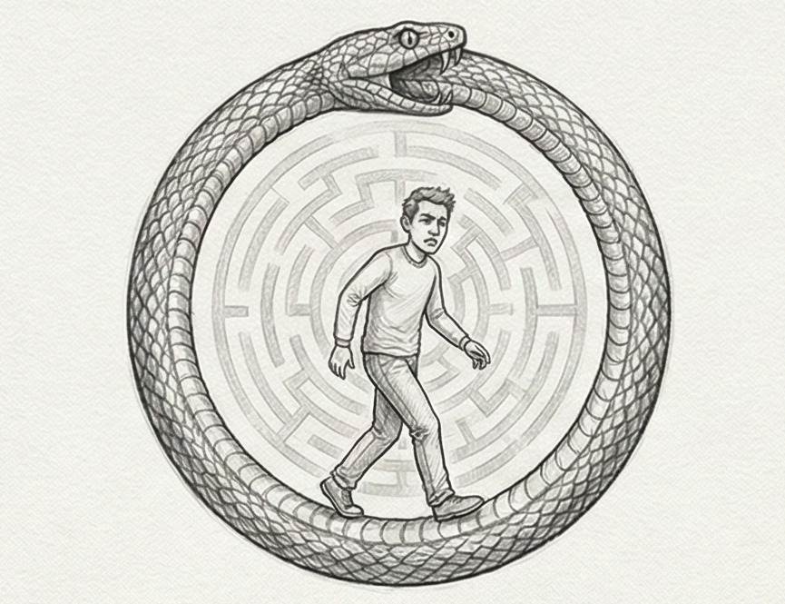 Symbole de l'Ouroboros, le serpent mangeant sa propre queue