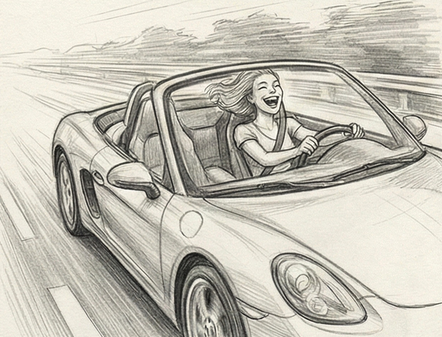 Voiture filant à toute allure sur l'autoroute