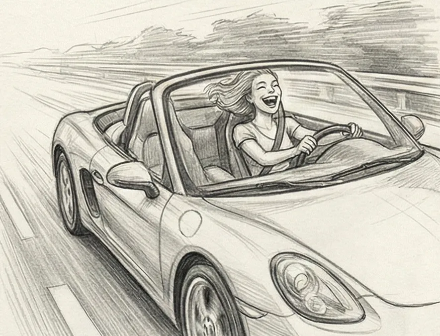 Voiture filant à toute allure sur l'autoroute